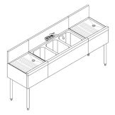 Perlick&reg; 3-Compartment 72" TSD Underbar Sink Unit