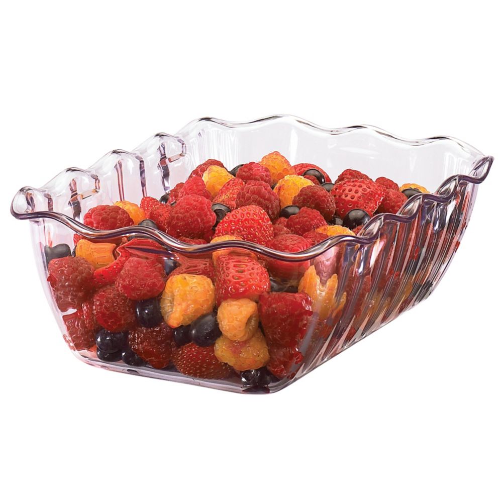 Cambro 2.2 Qt Clear Rectangular Deli Crock w/ Scalloped Edge