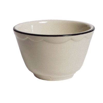 Tuxton&reg; 7 Oz. Scalloped Edge Eggshell Bouillon Cup With Black Band