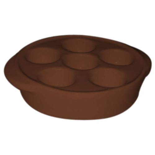 Diversified Ceramics Laredo Brown 7" 6-Hole Escargot Plate