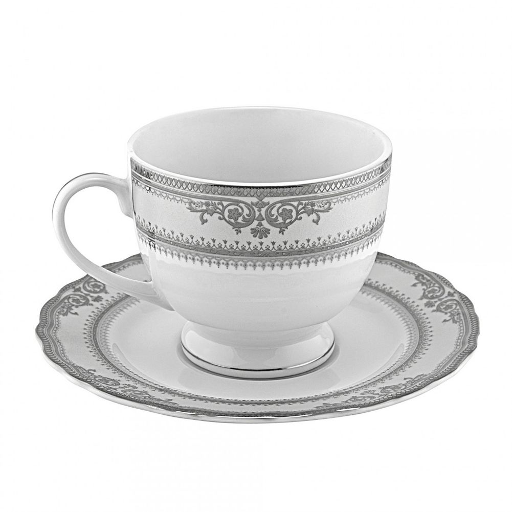 Ten Strawberry Street Vanessa Platinum Can 8 Oz Cup & Saucer