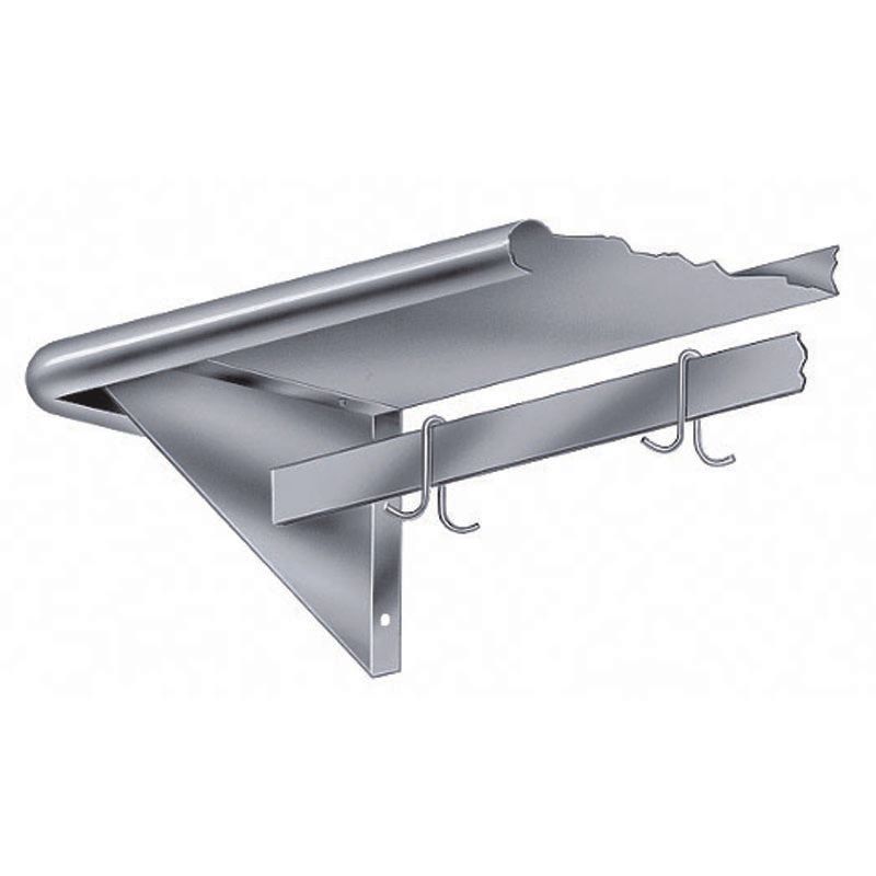 Adv. Tabco 15in. x 144in. Wall Mounted Shelf w/ Pot Rack, PS-15-144