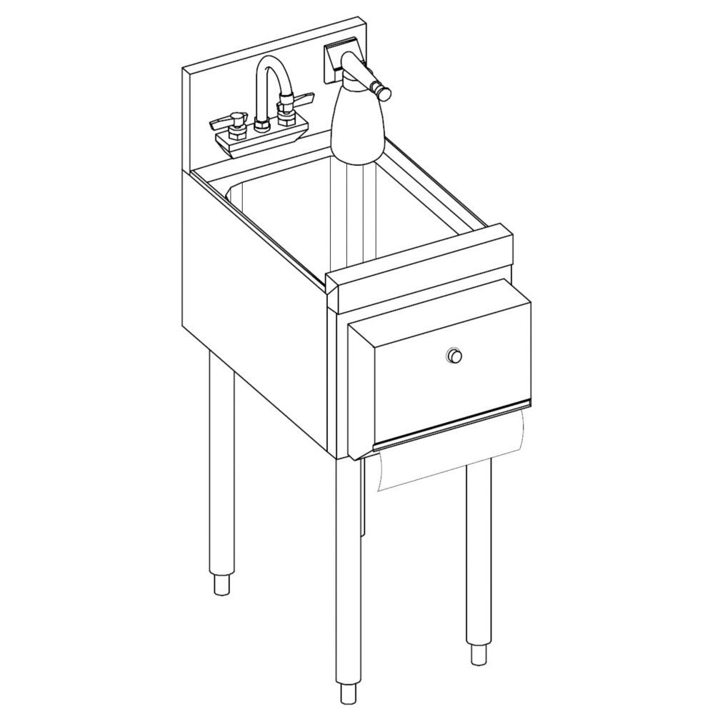 Perlick&reg; 12" Underbar Hand Sink with Soap and Towel Dispenser