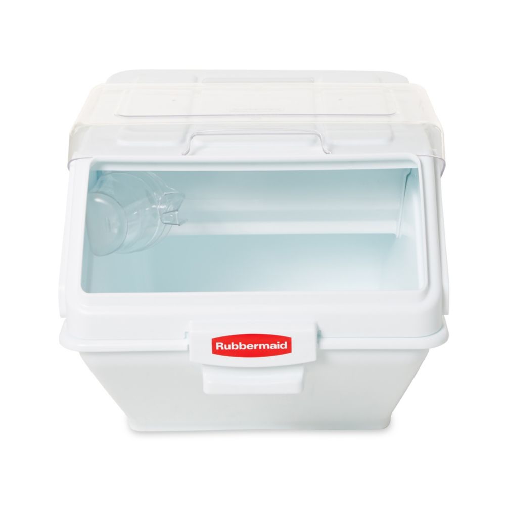 Rubbermaid White 200 cup Safety Storage Bin w/ 2 cup Scoop
