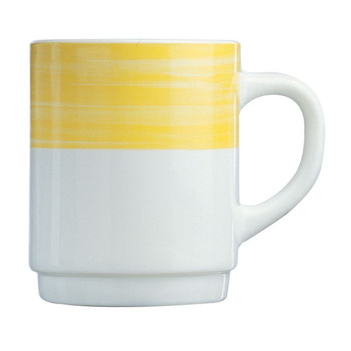 Cardinal Arcoroc Brush Opal&reg; 8 Oz. Stacking Mug with Yellow Rim