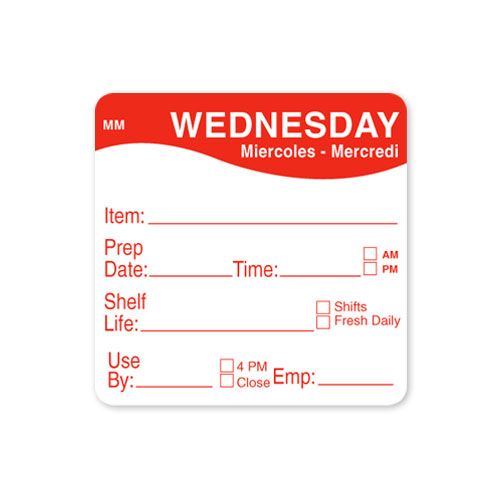 DayMark MoveMark&trade; 2" Wednesday Shelf Life Day Square