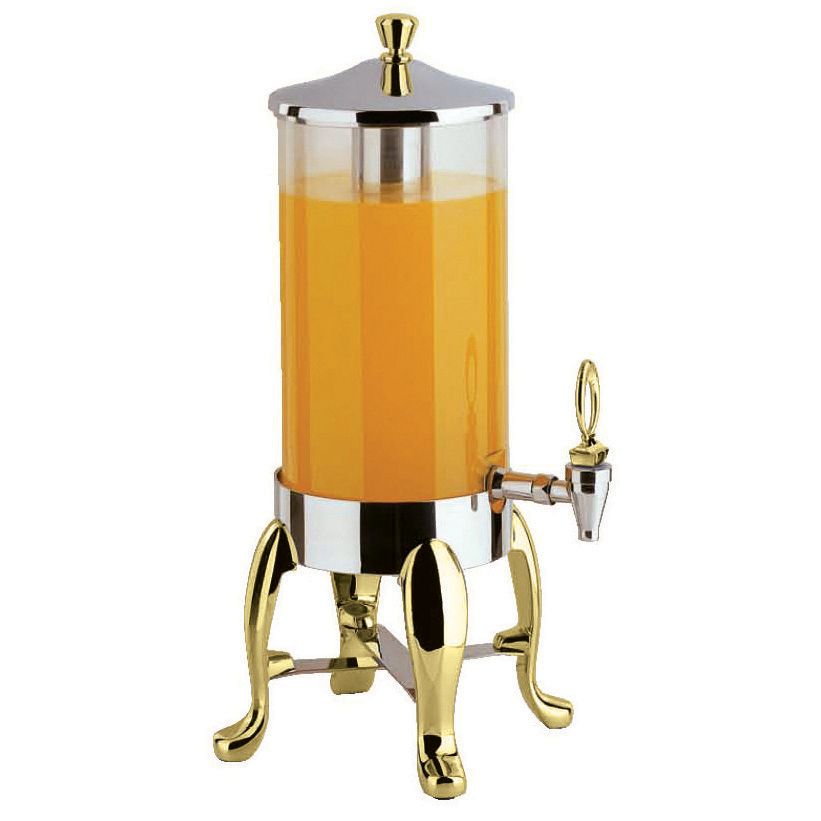 Buffet Enhancement Delux SS 1.8 Gal/4L Juice Dispenser W/4 Brass Legs