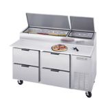 Beverage-Air 67" Pizza Top Refrigerated Counter with 4 Drawers