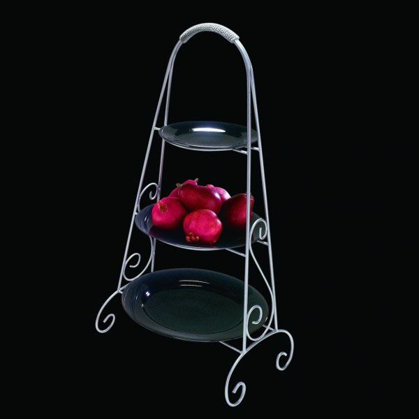 Ten Strawberry Street Brushed S/S Round Triple Tiered Plate Stand