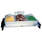 Cadco Stainless Steel Triple Buffet Sever w/ Clear Lids, WTBS-3P