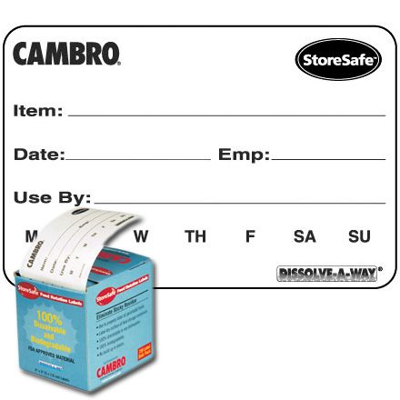 Cambro Bulk Dispenser StoreSafe&reg; Food Rotation Label, 24 Rolls