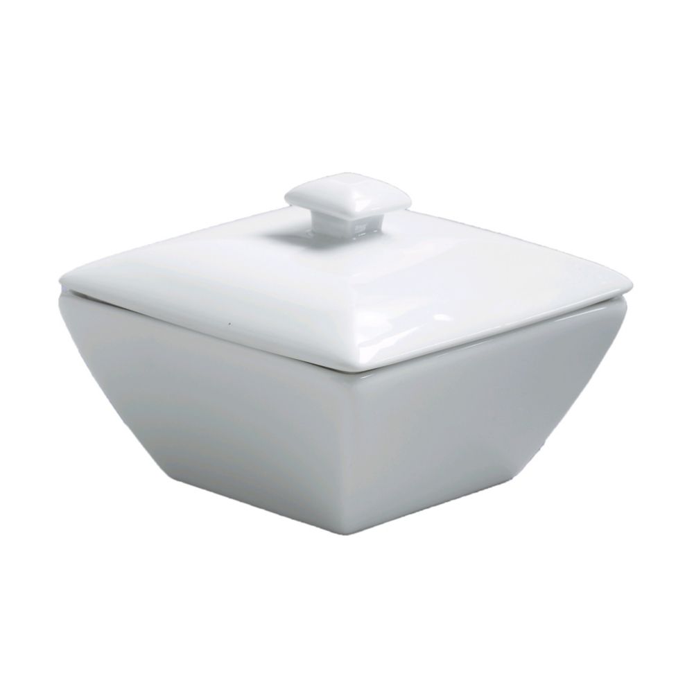 Steelite Rene Ozorio Aura Duo White 3-3/4 Oz Square Soup Bowl with Lid