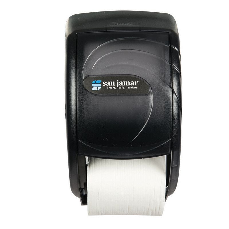 San Jamar&reg; Black Pearl Duett Standard Bath Tissue Dispenser