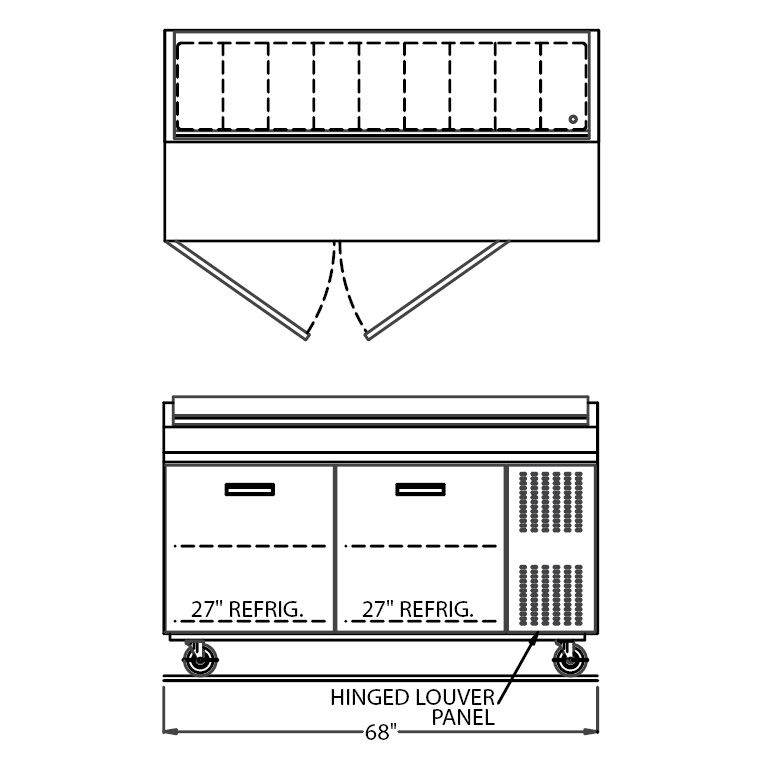 Randell&reg; 68" Refrig. Food Prep Table Model 8268NPCB