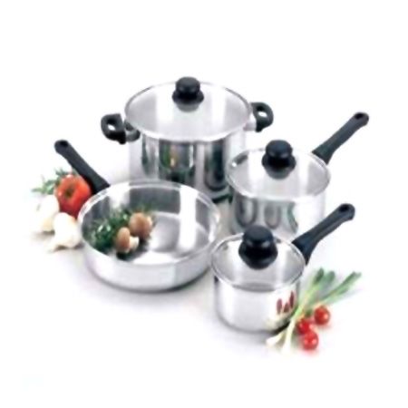 Regalware&reg; S/S 7 Piece Cookware Set with Glass Covers