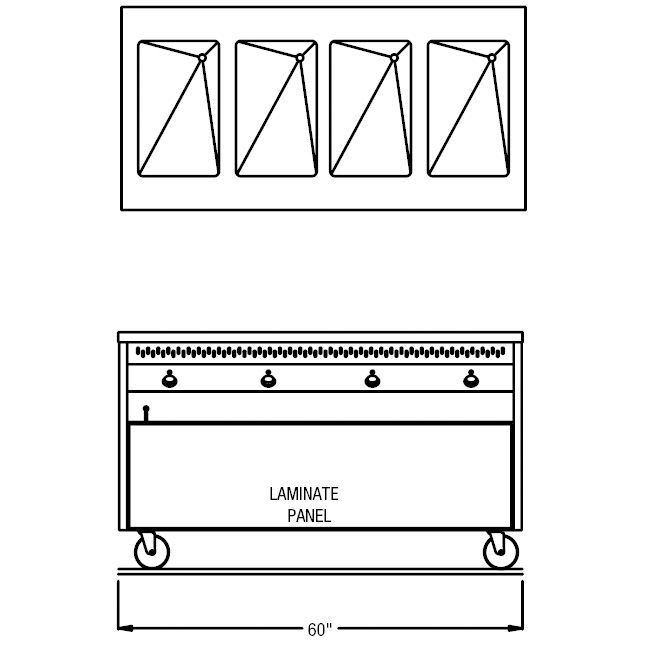 Randell&reg; Ranserve Enclosed Cabinet 4 Well Hot Food Table