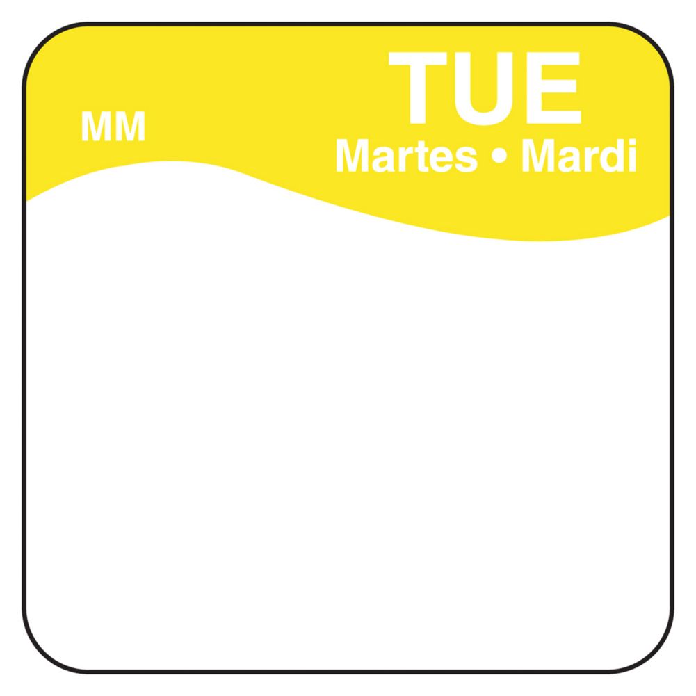 DayMark MoveMark&trade; Trilingual 1" Tuesday Day Square