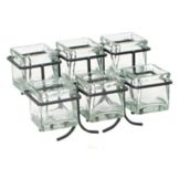 Cal-Mil&reg; Black Steel Frame Condiment Display w/6 Glass Cubes