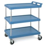 Metro&reg; BC Series Blue 3-Shelf Polymer Bussing Cart