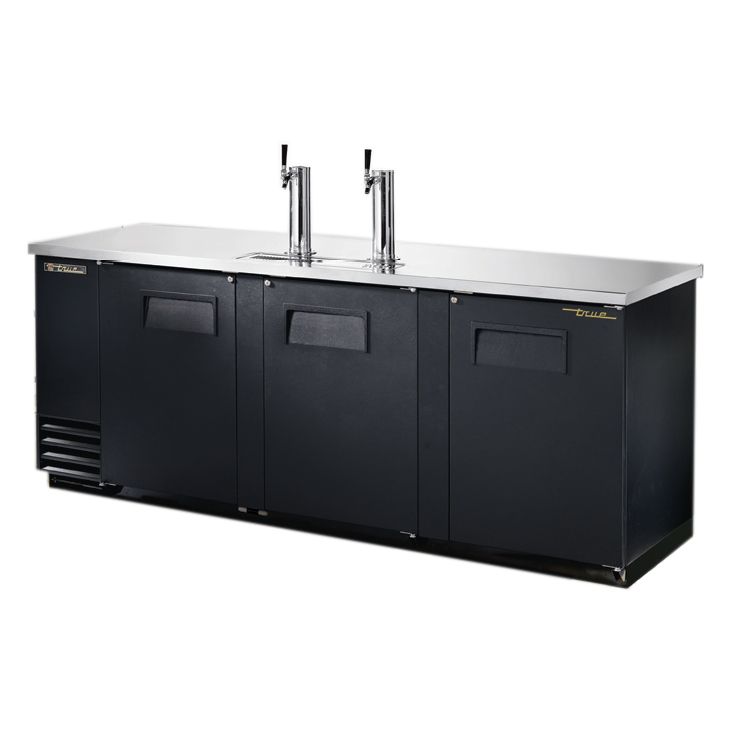 True&reg; Black 2-Tap Direct Draw Beer Dispenser f/  4 Half-Barrels