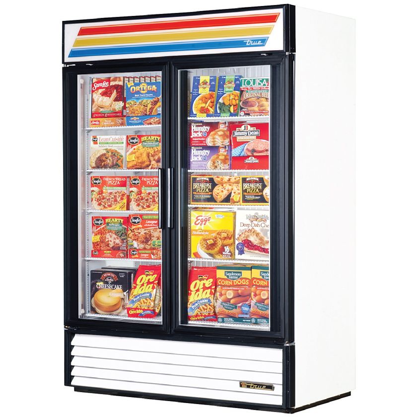 True&reg; White 2-Glass Door Merchandiser Freezer, 49 Cubic Ft