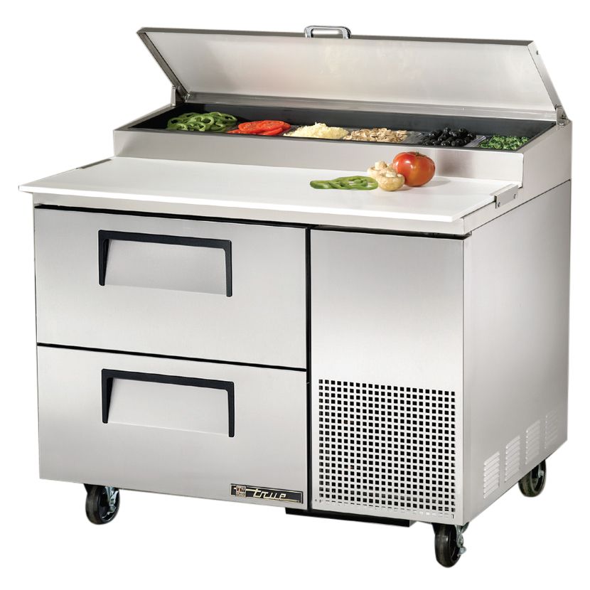 True&reg; 2-Drawer S/S Pizza Prep Table w/ White Alum. Interior