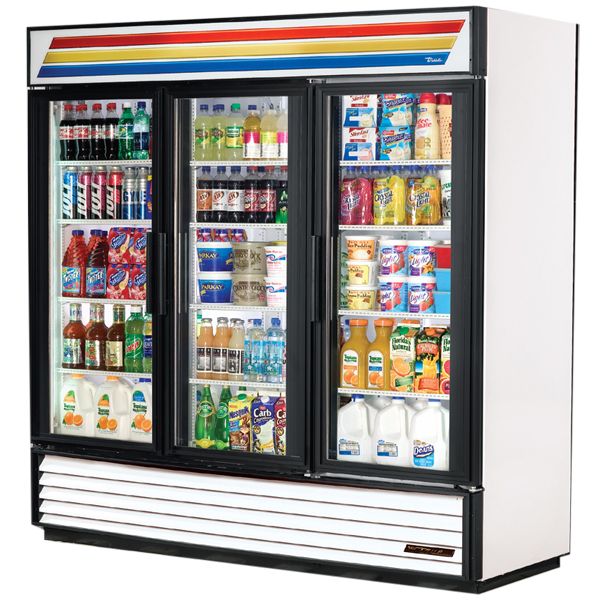 True&reg; White Glass Door Refrigerator Merchandiser, 72 Cubic Ft