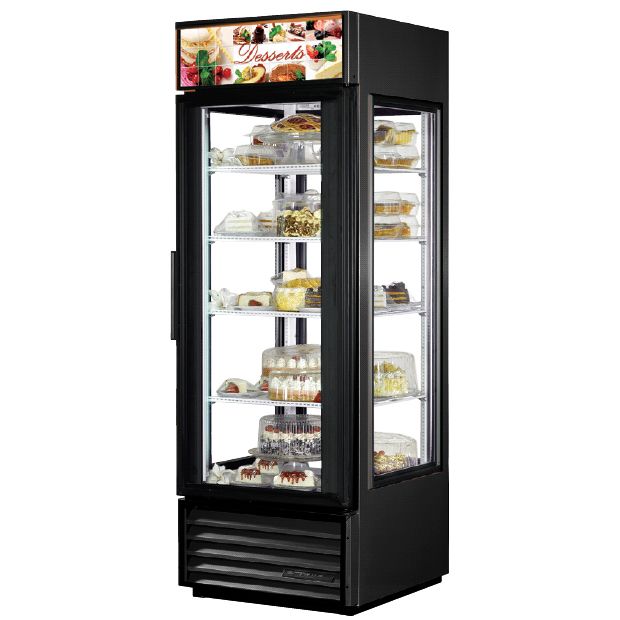 True&reg; Copper 4-Sided Glass Door Fixed Shelf Merchandiser, 23 Cu Ft