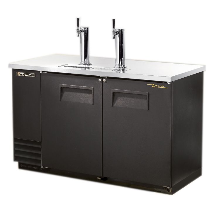 True&reg; Black 2-Tap Direct Draw Beer Dispenser f/ 2 Half-Barrels