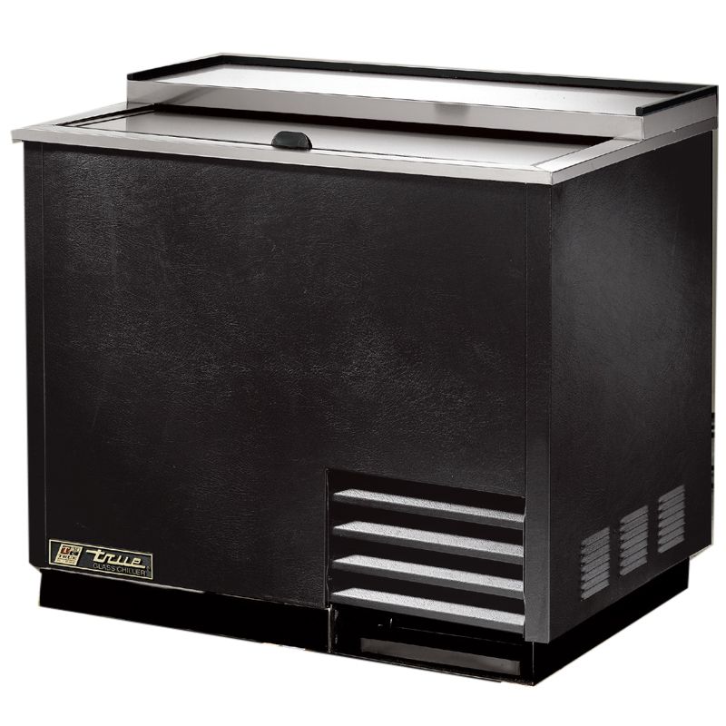True&reg; Black 3-Shelf Glass and Plate Chiller / Froster, 36 Cubic Ft