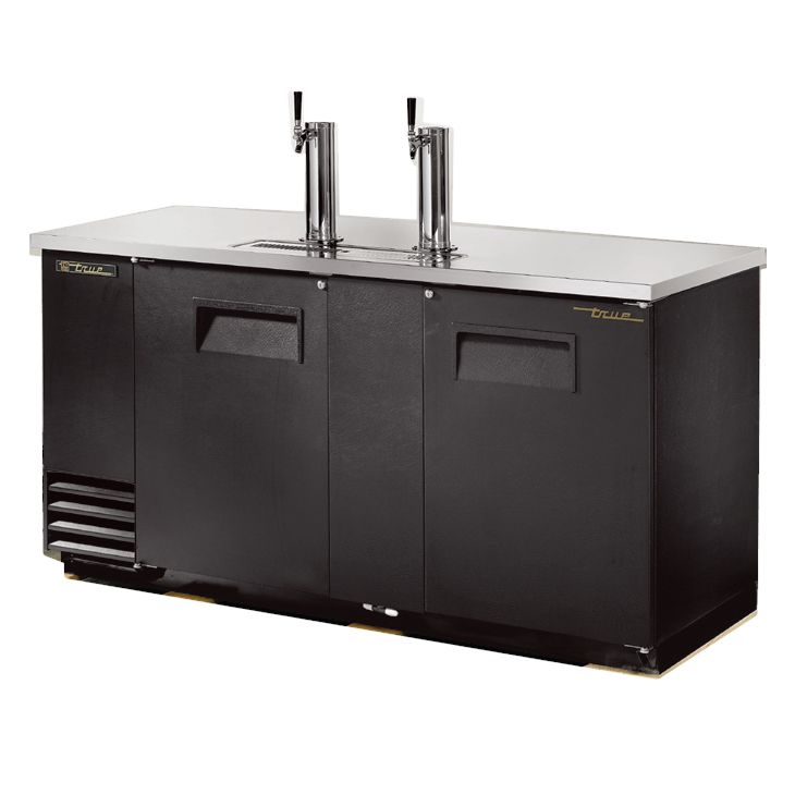 True&reg; Black 2-Tap Direct Draw Beer Dispenser f/ 3 Half-Barrels