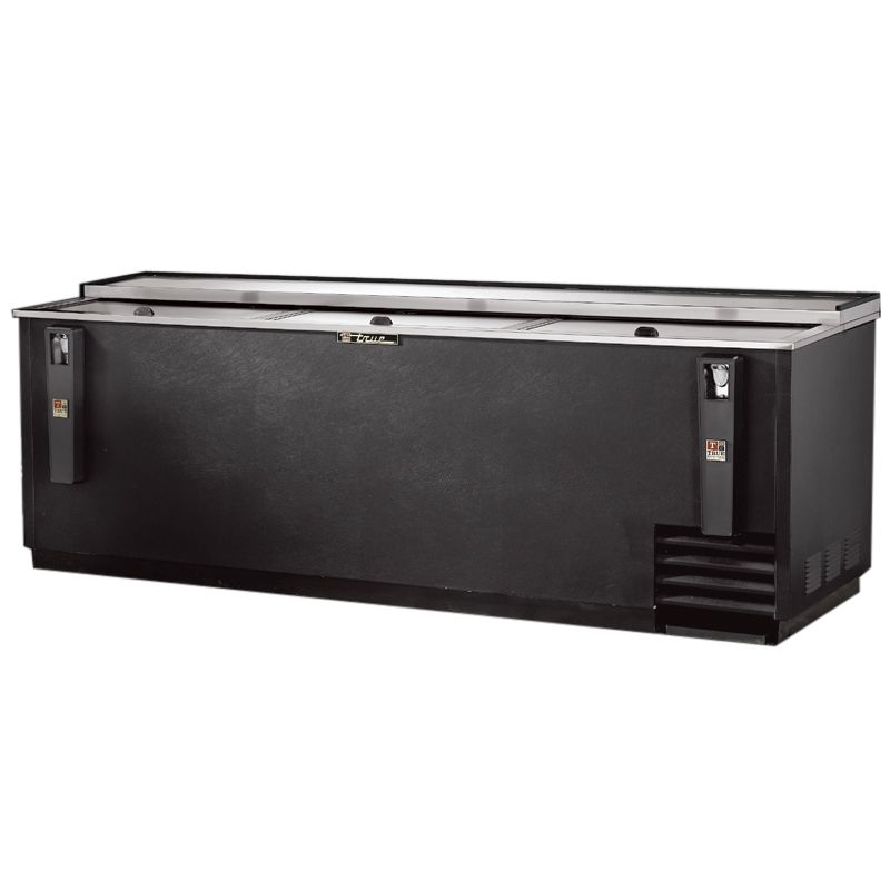 True&reg; Black Deep Well Bottle Cooler, 55 Cases / 12 oz Cans