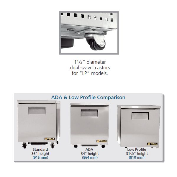 True&reg; 12 Cu Ft Low Profile 4-Shelf Undercounter Refrigerator