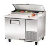 True&reg; 1-Door 2-Shelf S/S Pizza Prep Table w/ White Alum. Interior