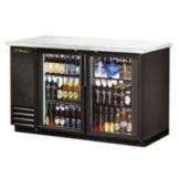 True&reg; Black 2-Glass Swing Door Back Bar Cooler for 134 6-Packs