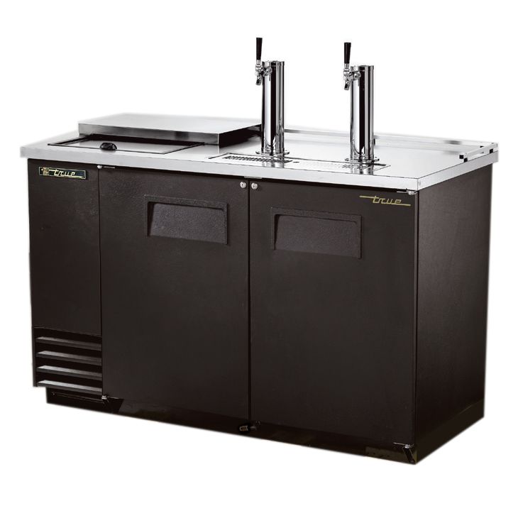True&reg; Black Club Top Direct Draw Beer Dispenser f/ 2 Half-Barrels