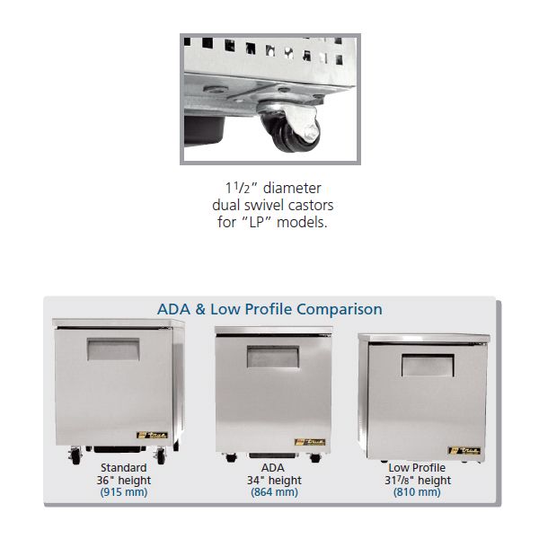 True&reg; 15.5 Cu Ft Low Profile 4-Shelf Undercounter Refrigerator