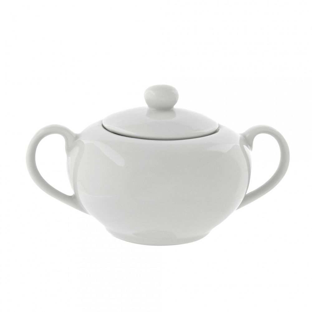 10 Strawberry Street Classic White Covered Sugar Bowl