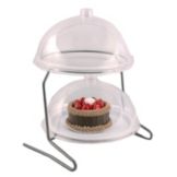 Dover European Metalworks Steel Turn and Serve 2-Tier Stand w/ 2 Domes