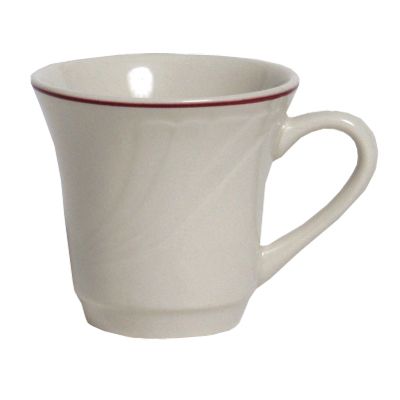 Tuxton&reg; Monterey 6 Oz. Eggshell Tall Cup With Berry Band