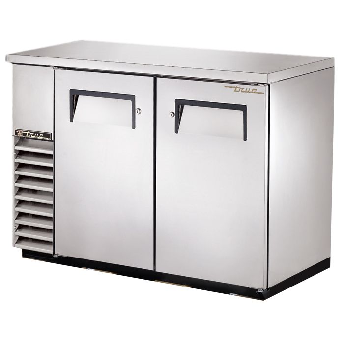 True&reg; S/S 2-Solid Door 4-Shelf Back Bar Cooler for 82 6-Packs