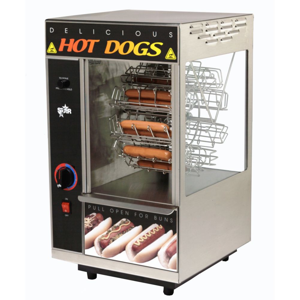 Star&reg; Mfg. Broil-O-Dog Hot Dog Broiler w/ Bun Warmer Compartment