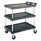 Metro&reg; BC Series Black 27 x 40" Utility Cart w/ 3-Shelves