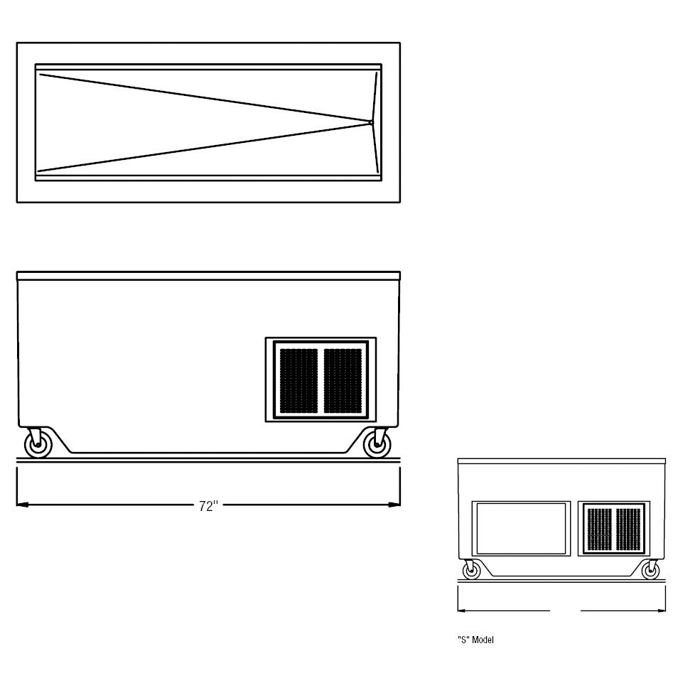 Randell&reg; 72" 5 Pan Open Base Refrigerated Cold Food Table