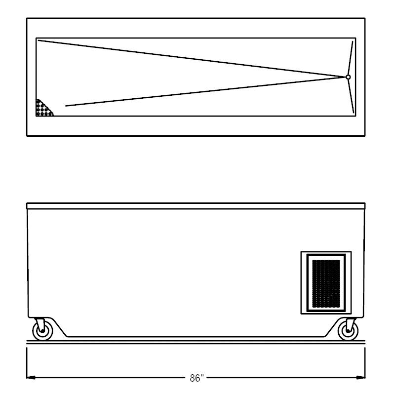 Randell&reg; 86" 6 Pan Enclosed Base Ice Cooled Cold Food Table