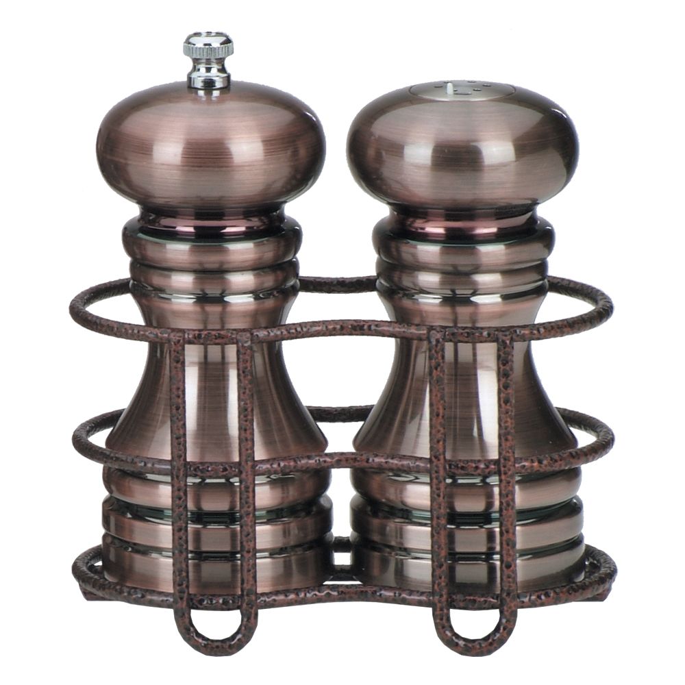 Chef Specialties 6" Burnished Peppermill/Salt Shaker Set w/Holder