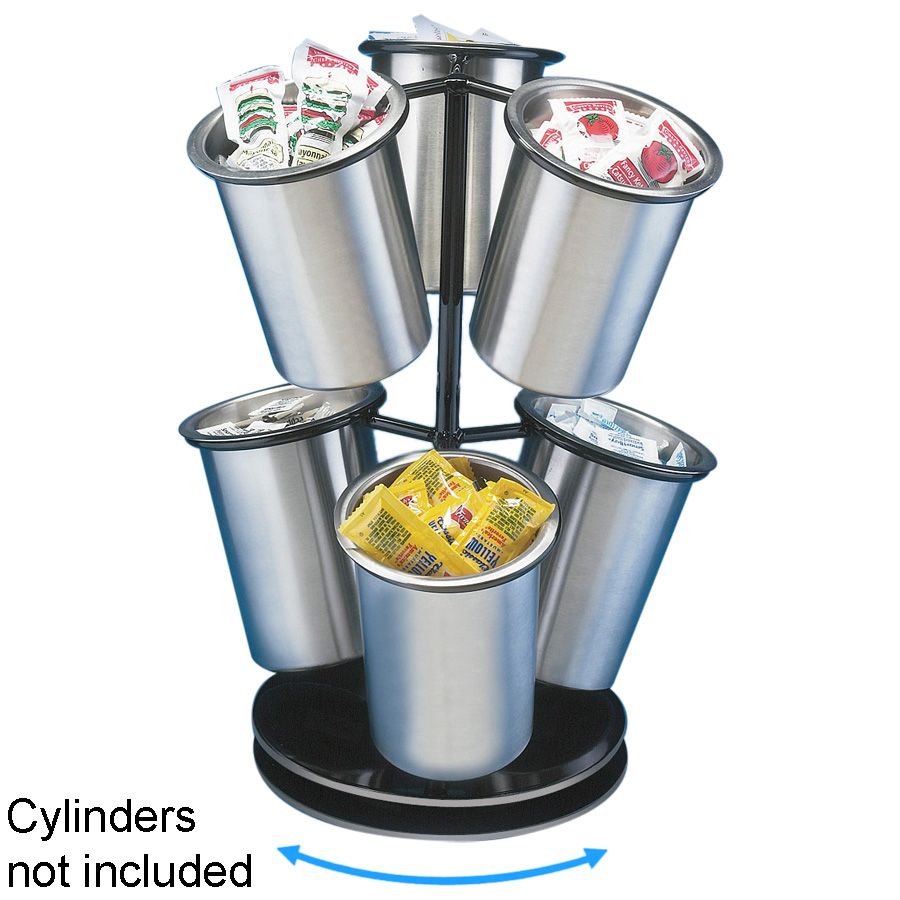 Cal-Mil&reg; Six Ring Revolving Black Cutlery Holder
