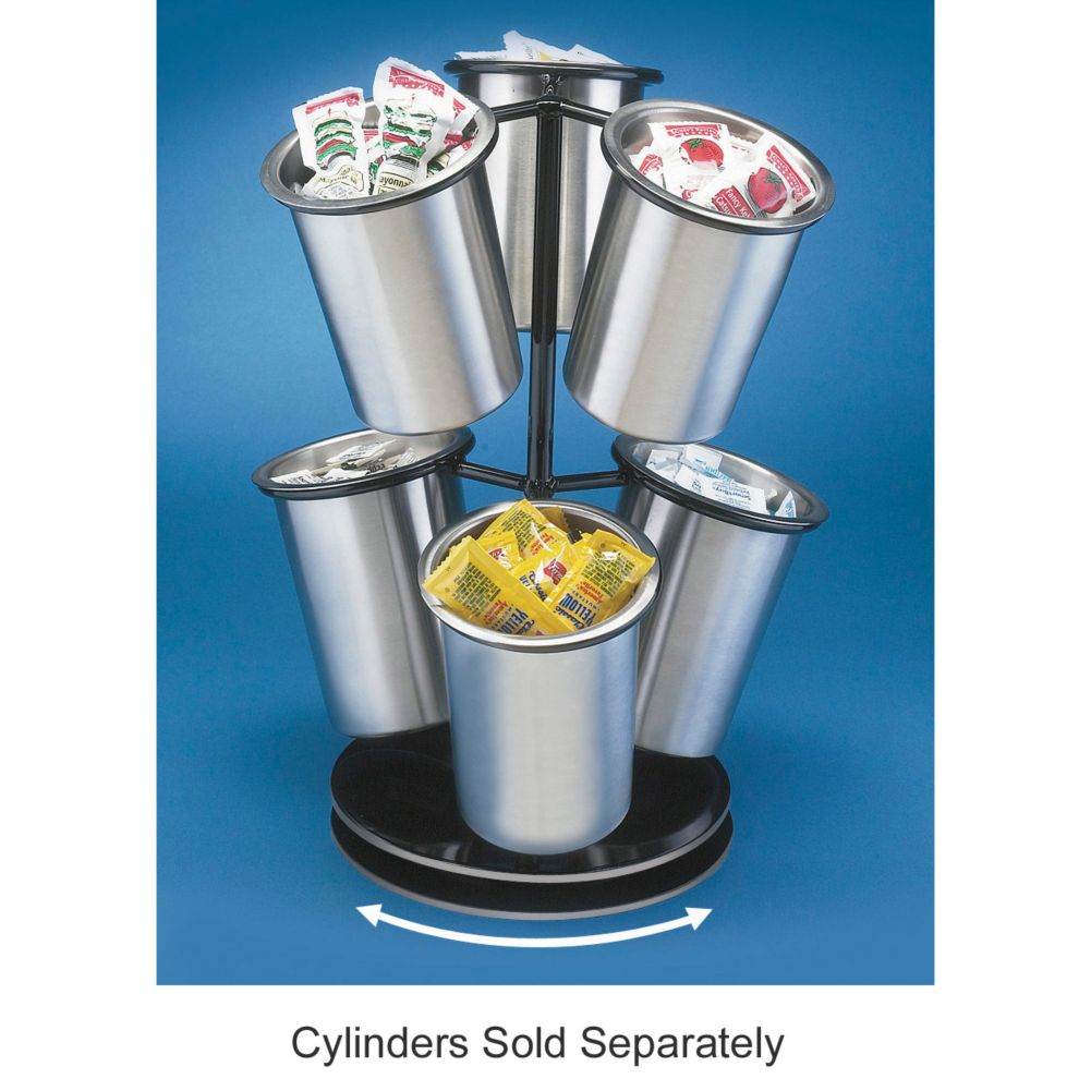 Cal-Mil&reg; Six Ring Revolving Black Cutlery Holder