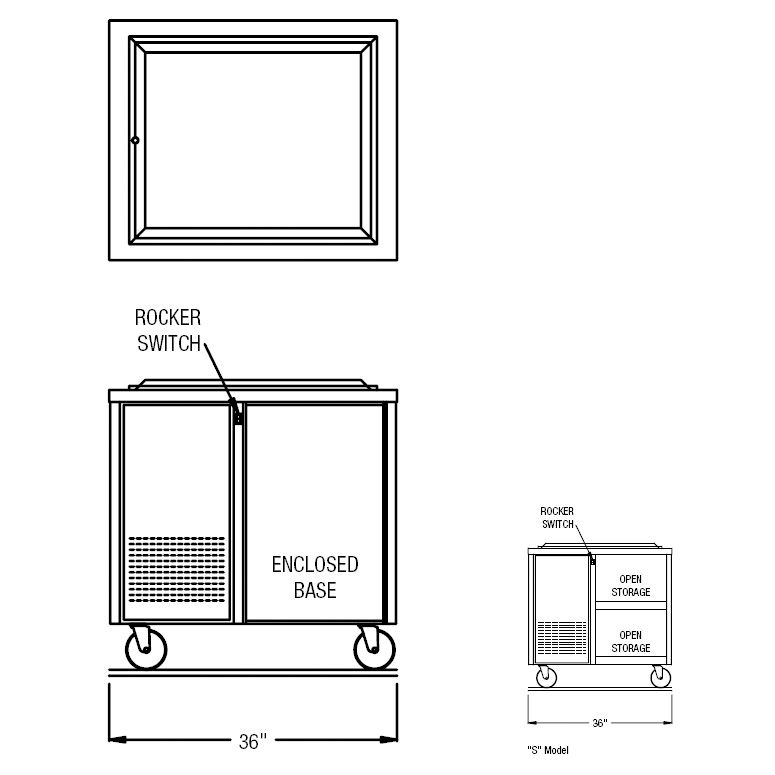 Randell&reg; Stainless Steel 36" Open Base Frost Top Unit