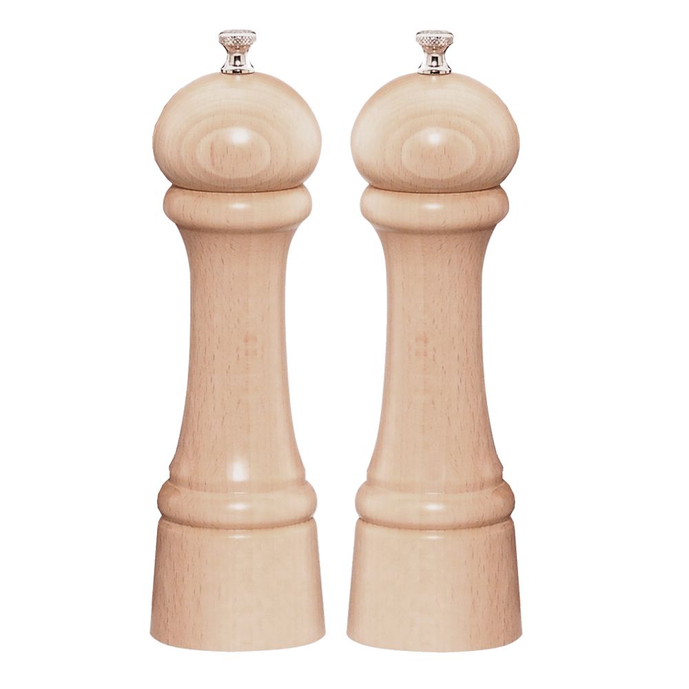 Chef Specialties Natural 8" Windsor Pepper Mill / Salt Mill Set